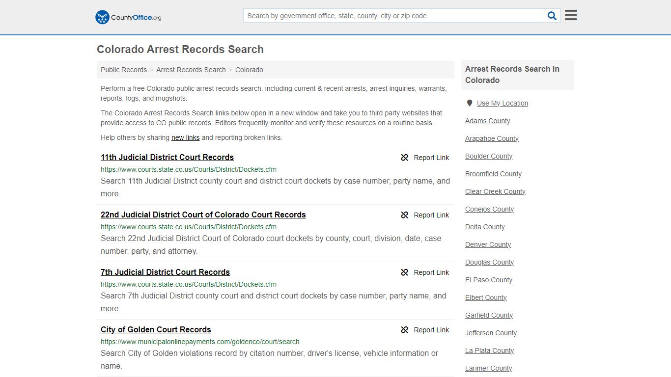 Arrest Records Search - Colorado (Arrests & Mugshots) - County Office